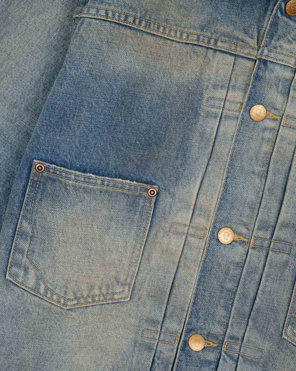 14.75OZ DENIM TRUCKER JACKET - WASHED INDIGO 3