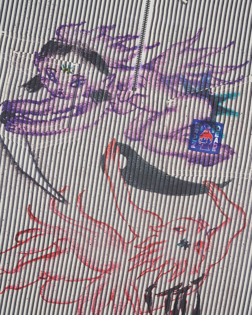 ANGEL STRIPED HALF ZIP WORK SHIRT - NATURAL 7