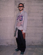 ANGEL STRIPED HALF ZIP WORK SHIRT - NATURAL 3