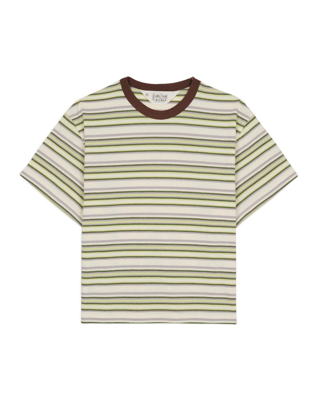 LOOPED STRIPE T-SHIRT - GREEN MULTI 1