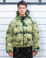 BLEACH DYED DIMENSION PUFFER JACKET - OLIVE 2