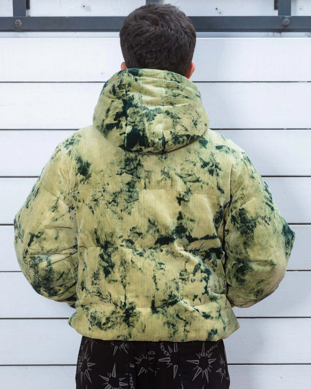BLEACH DYED DIMENSION PUFFER JACKET - OLIVE 4
