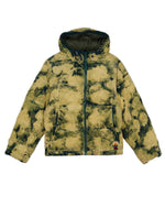BLEACH DYED DIMENSION PUFFER JACKET - OLIVE 1