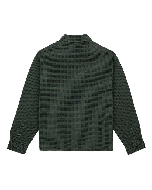 WAFFLE BUTTON FRONT SHIRT - DARK GREEN 2