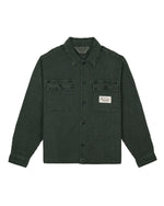WAFFLE BUTTON FRONT SHIRT - DARK GREEN 1