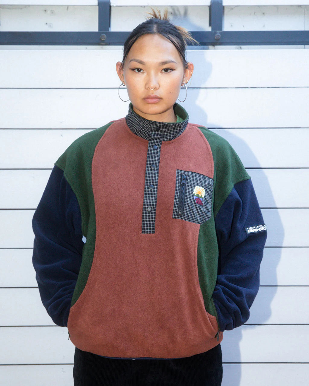 BRAIN DEAD EQUIPMENT RIPSTOP PULLOVER FLEECE JACKET - NAVY 5