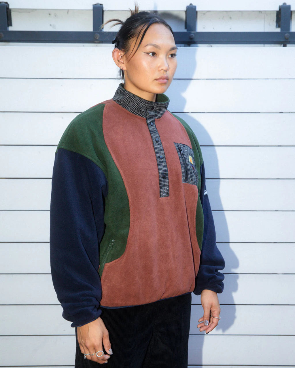 BRAIN DEAD EQUIPMENT RIPSTOP PULLOVER FLEECE JACKET - NAVY 6