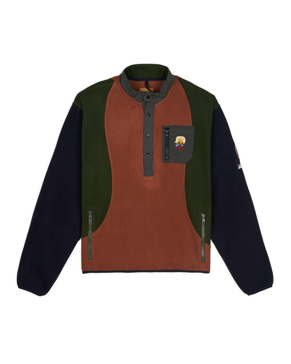 BRAIN DEAD EQUIPMENT RIPSTOP PULLOVER FLEECE JACKET - NAVY