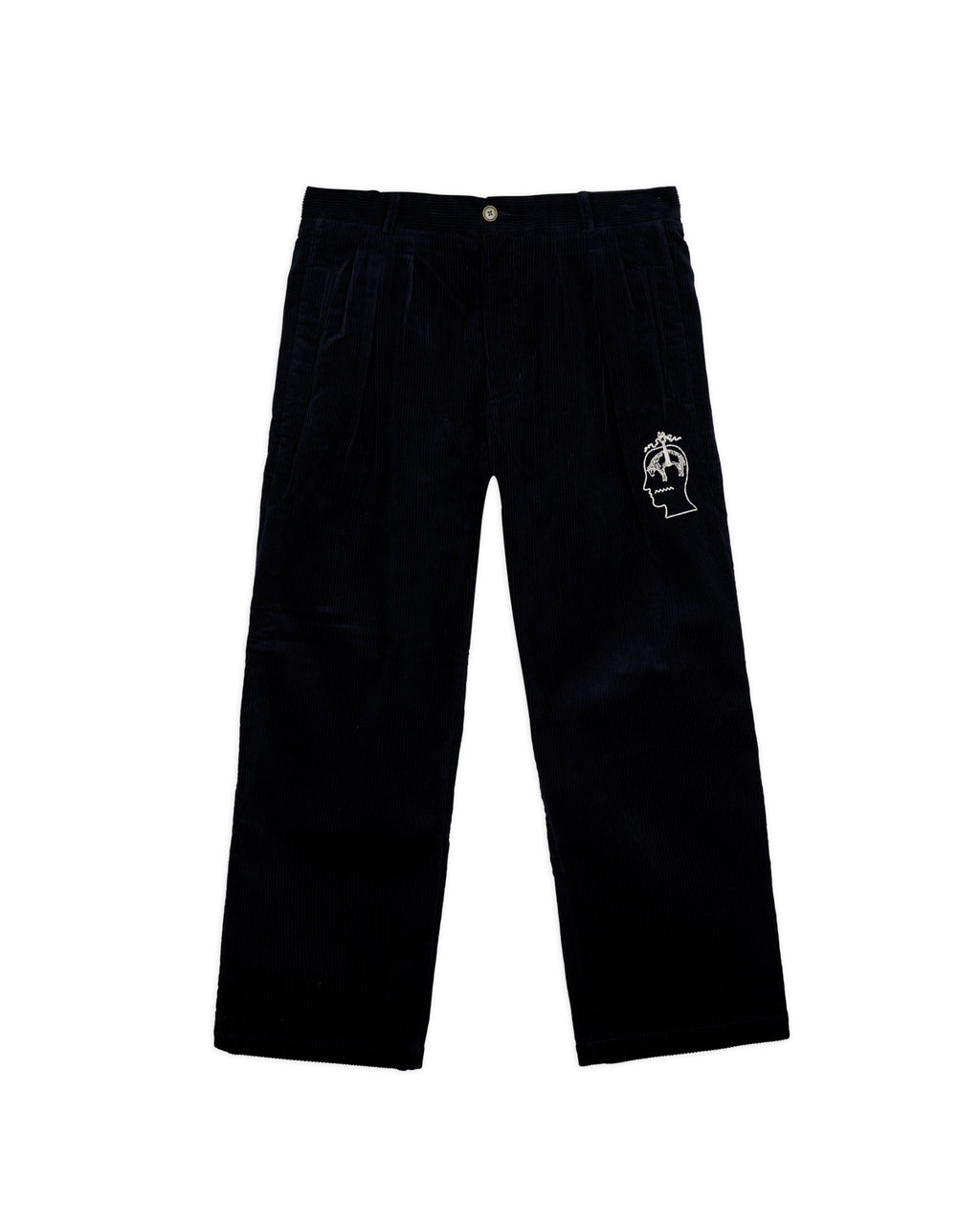 BB CALIFORNIA PLEATED CORDUROY TROUSER - MIDNIGHT BLUE