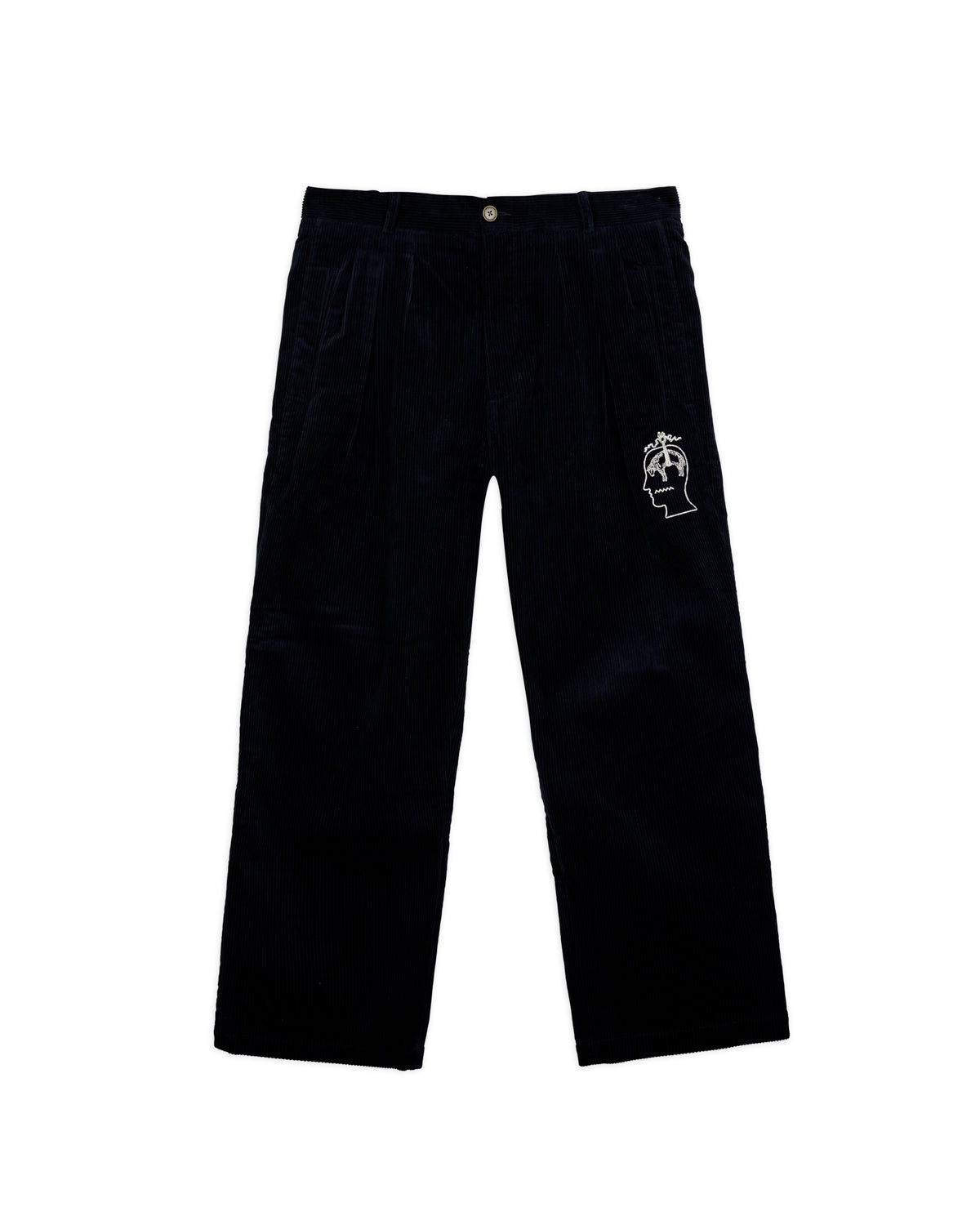 BB CALIFORNIA PLEATED CORDUROY TROUSER - MIDNIGHT BLUE 1
