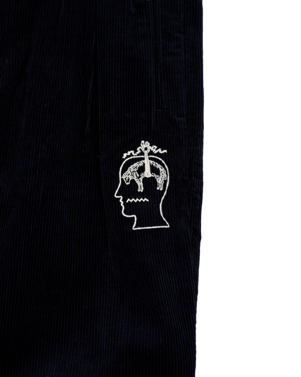 BB CALIFORNIA PLEATED CORDUROY TROUSER - MIDNIGHT BLUE 3