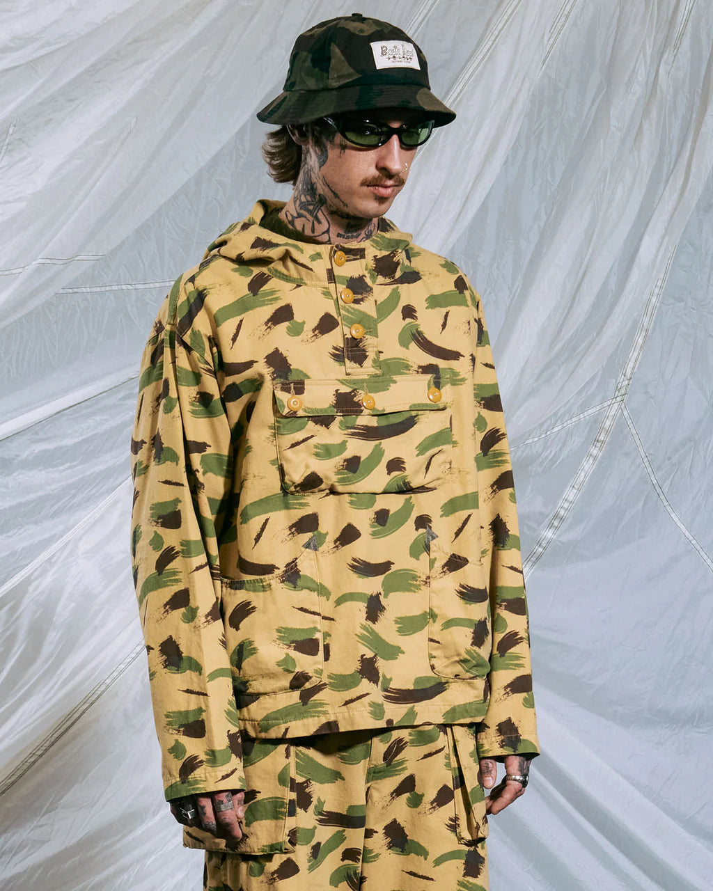 BRUSHSTROKE CAMO SMOCK - GREEN 3