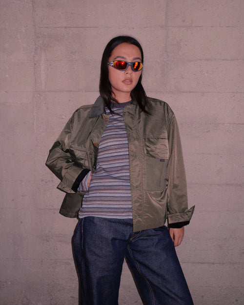 CROPPED CHORE JACKET - GREEN 2