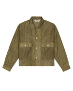 CROPPED NYLON BUTTON UP SHIRT - ARMY 1