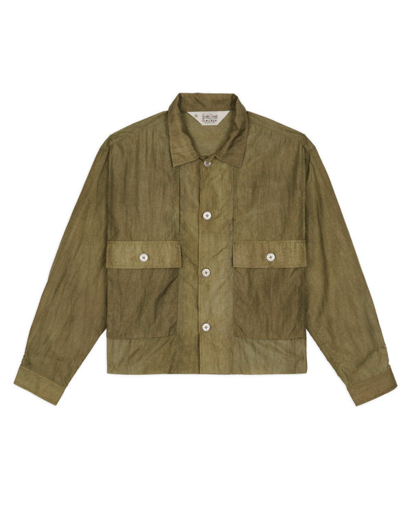 CROPPED NYLON BUTTON UP SHIRT - ARMY 1