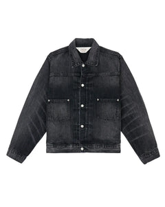 13.2OZ SELVEDGE DENIM TRUCKER JACKET - WASHED BLACK