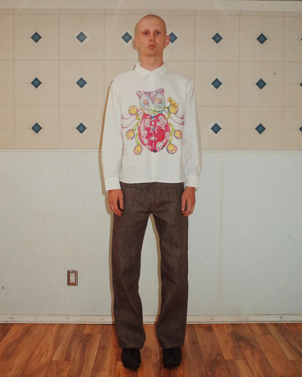 GASPAR HEART BUTTON UP OXFORD - WHITE 2