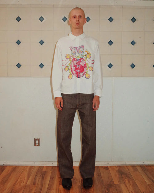 GASPAR HEART BUTTON UP OXFORD - WHITE 2