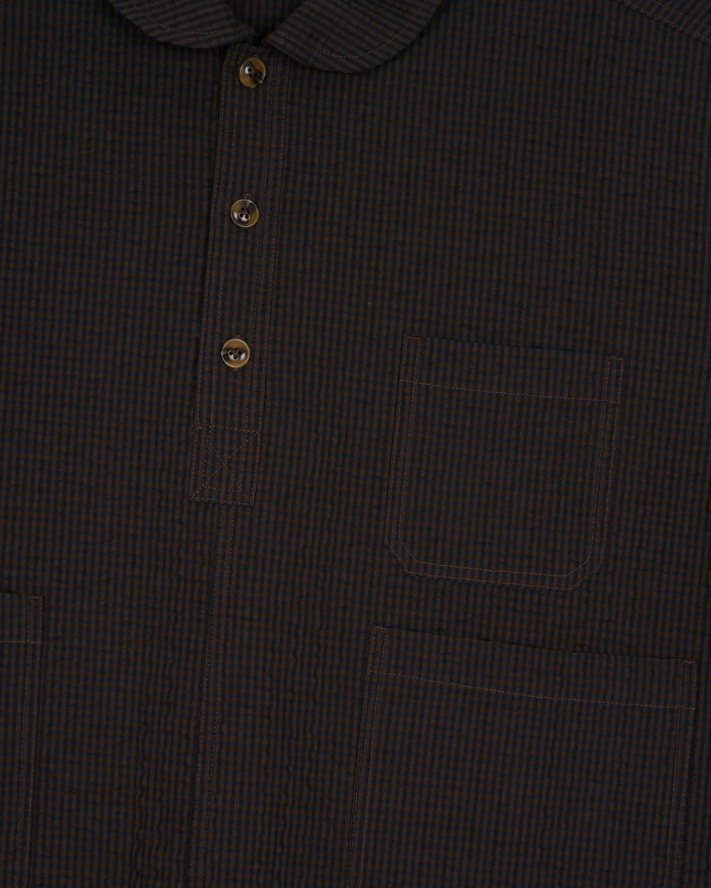 GINGHAM ROUND COLLAR SHIRT - BLACK 7