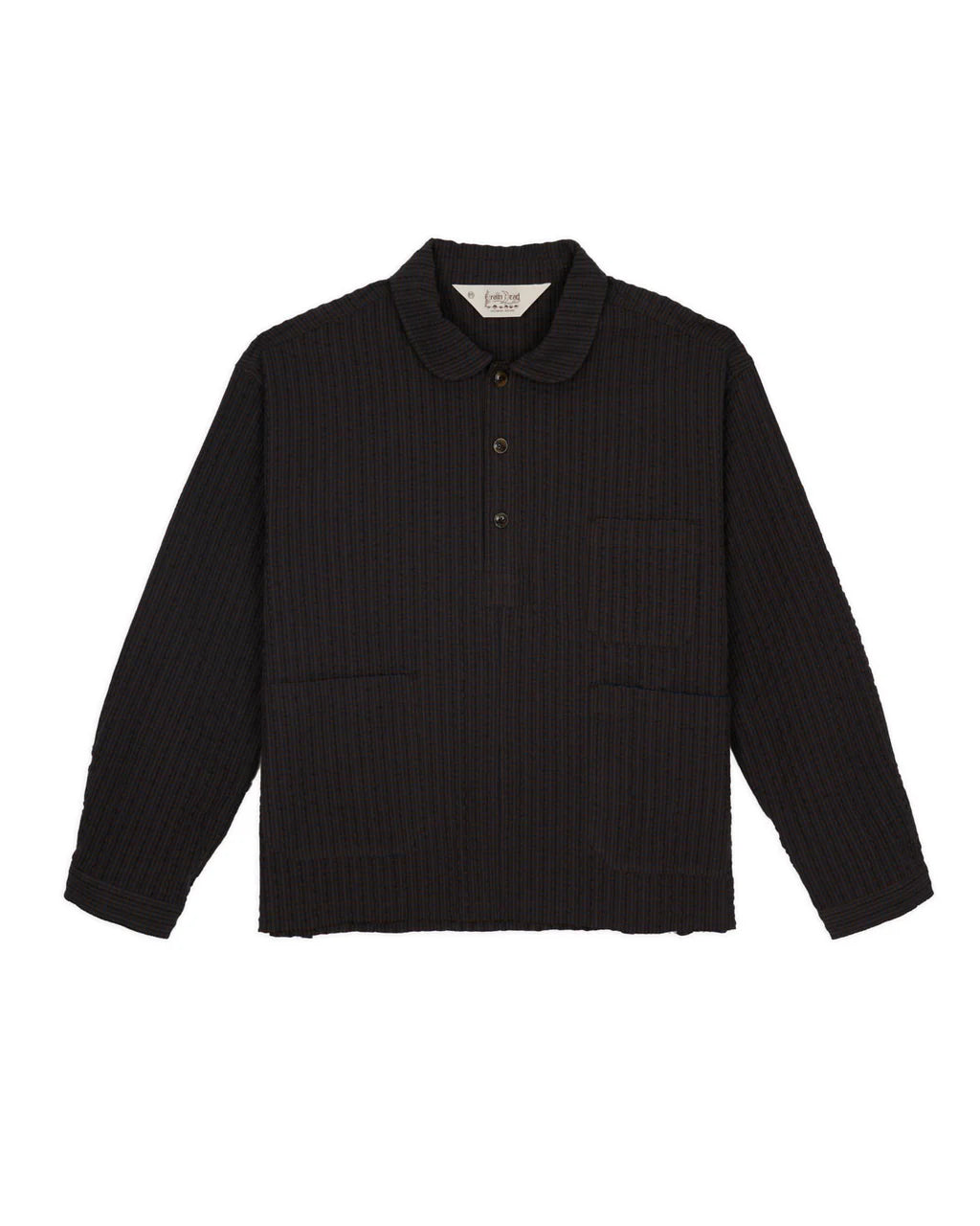 GINGHAM ROUND COLLAR SHIRT - BLACK
