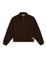 HALF ZIP COLLARED SWEATSHIRT - BROWN 1