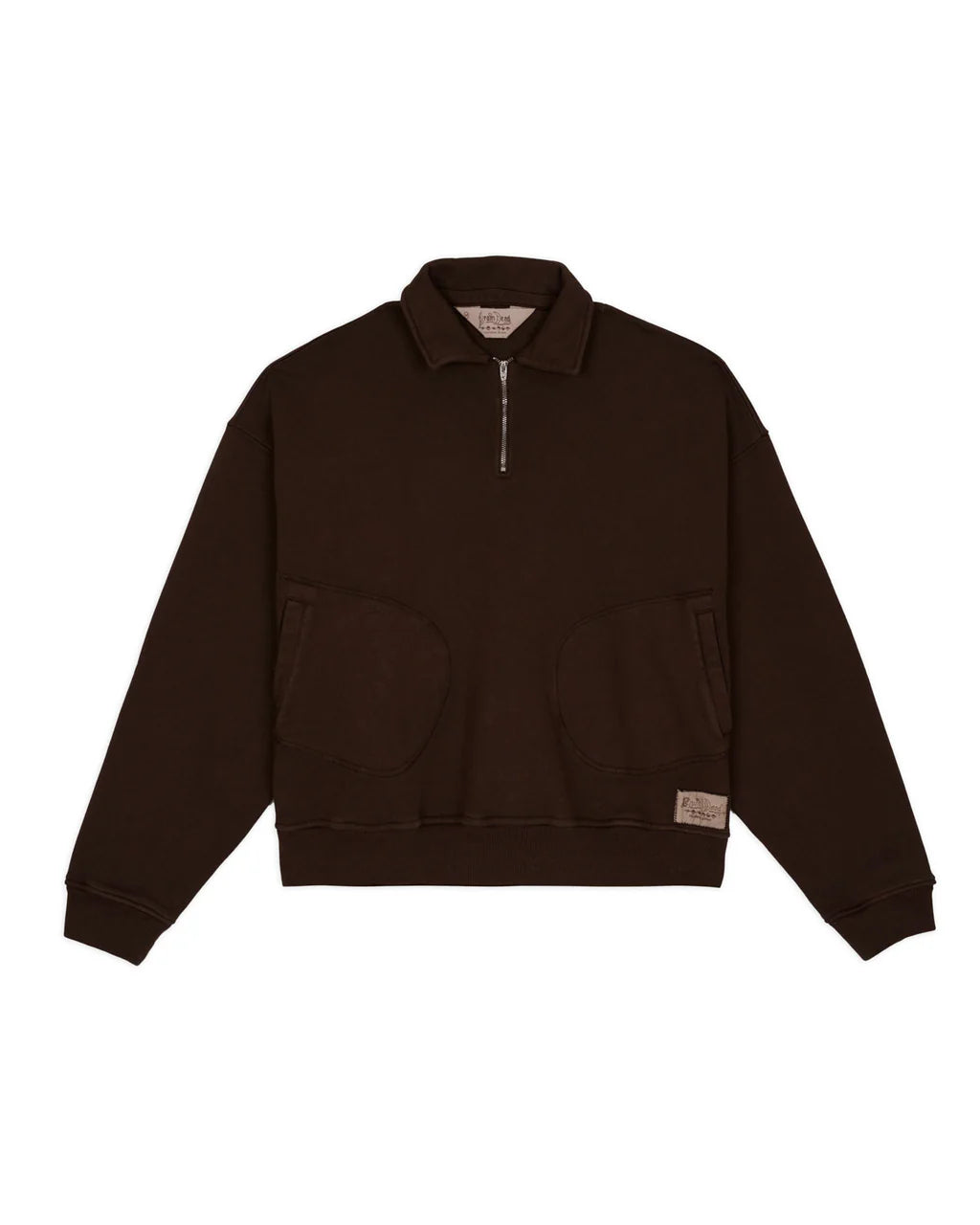 HALF ZIP COLLARED SWEATSHIRT - BROWN 1