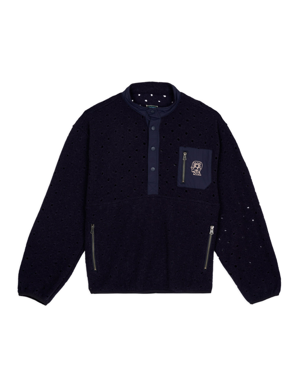 HOLE MOCK NECK PULLOVER - NAVY 1