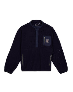 HOLE MOCK NECK PULLOVER - NAVY