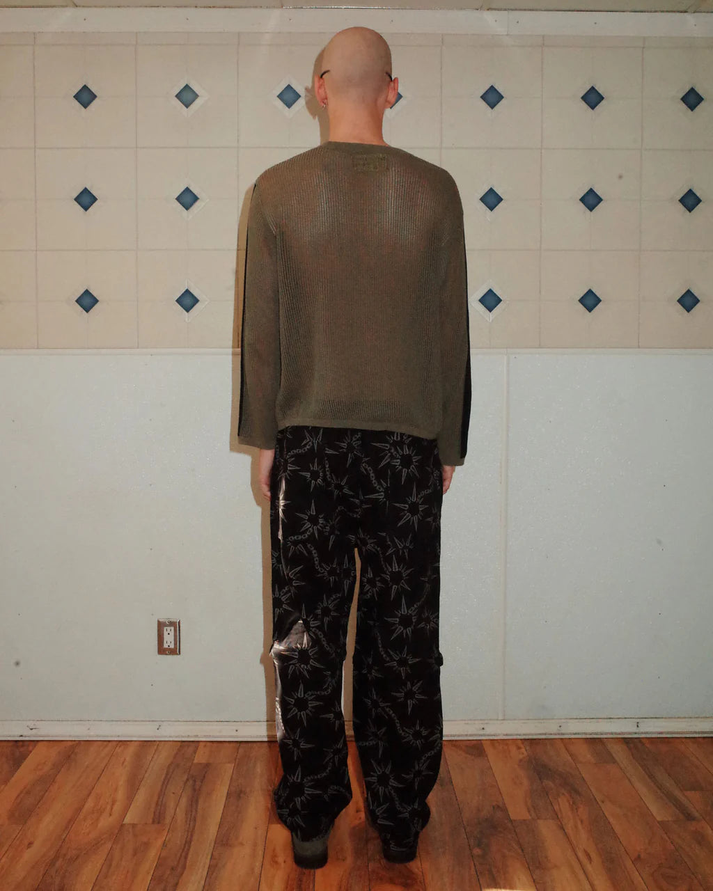 LONG SLEEVE MESH SWEATER - GREEN 2