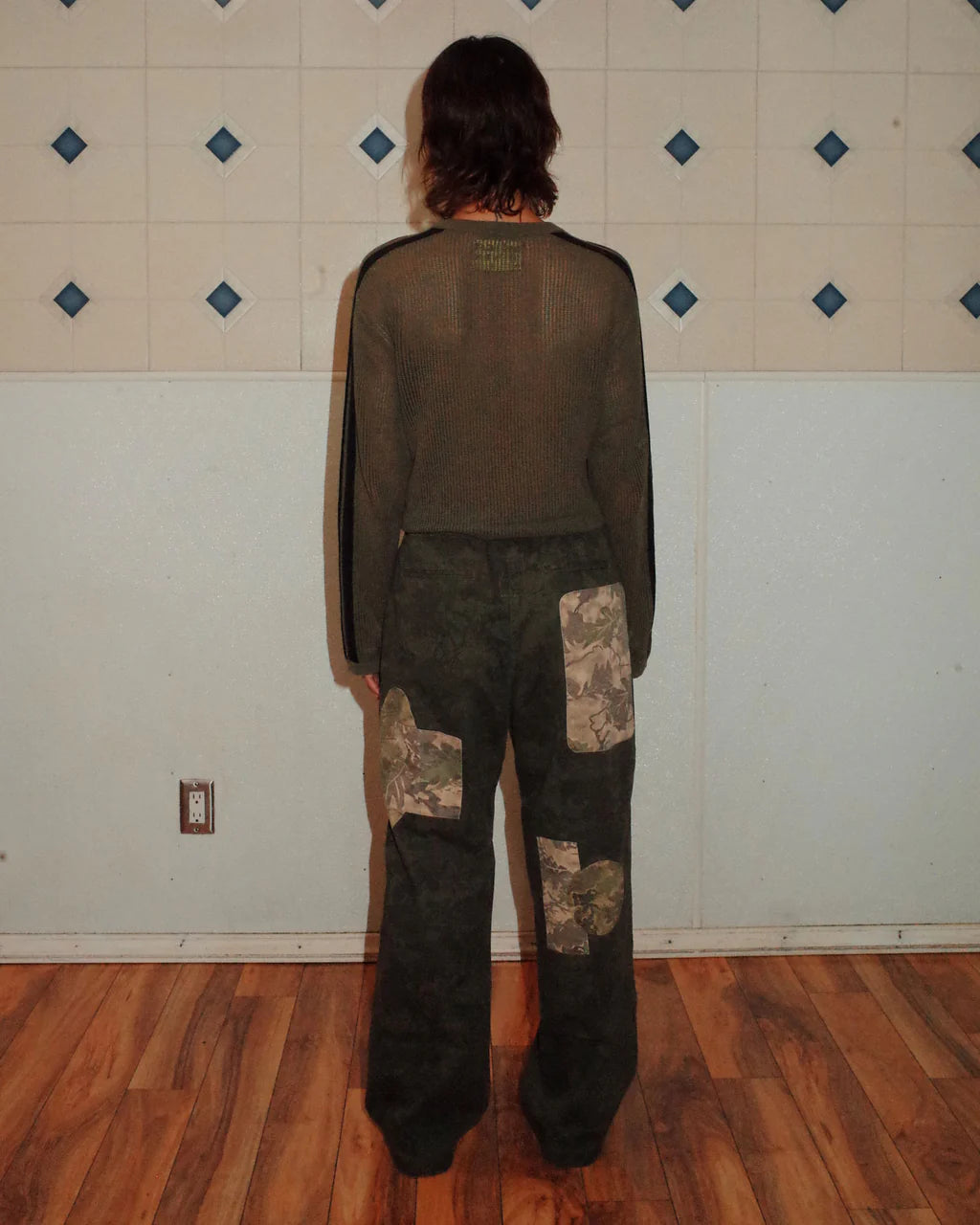 LONG SLEEVE MESH SWEATER - GREEN 4