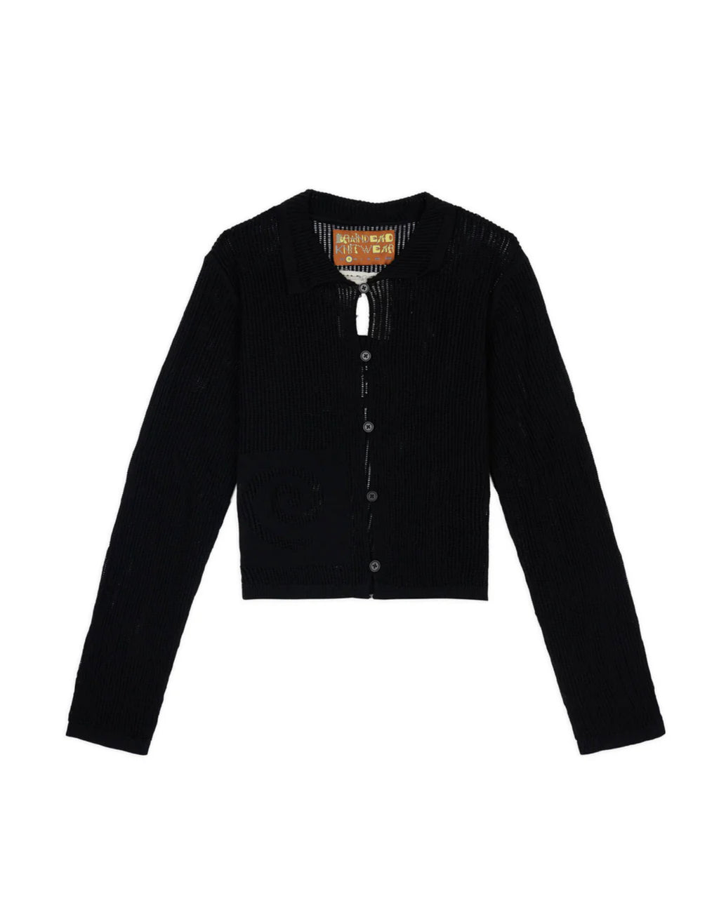MESH KNIT SPIRAL CARDIGAN - BLACK