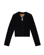 MESH KNIT SPIRAL CARDIGAN - BLACK 1