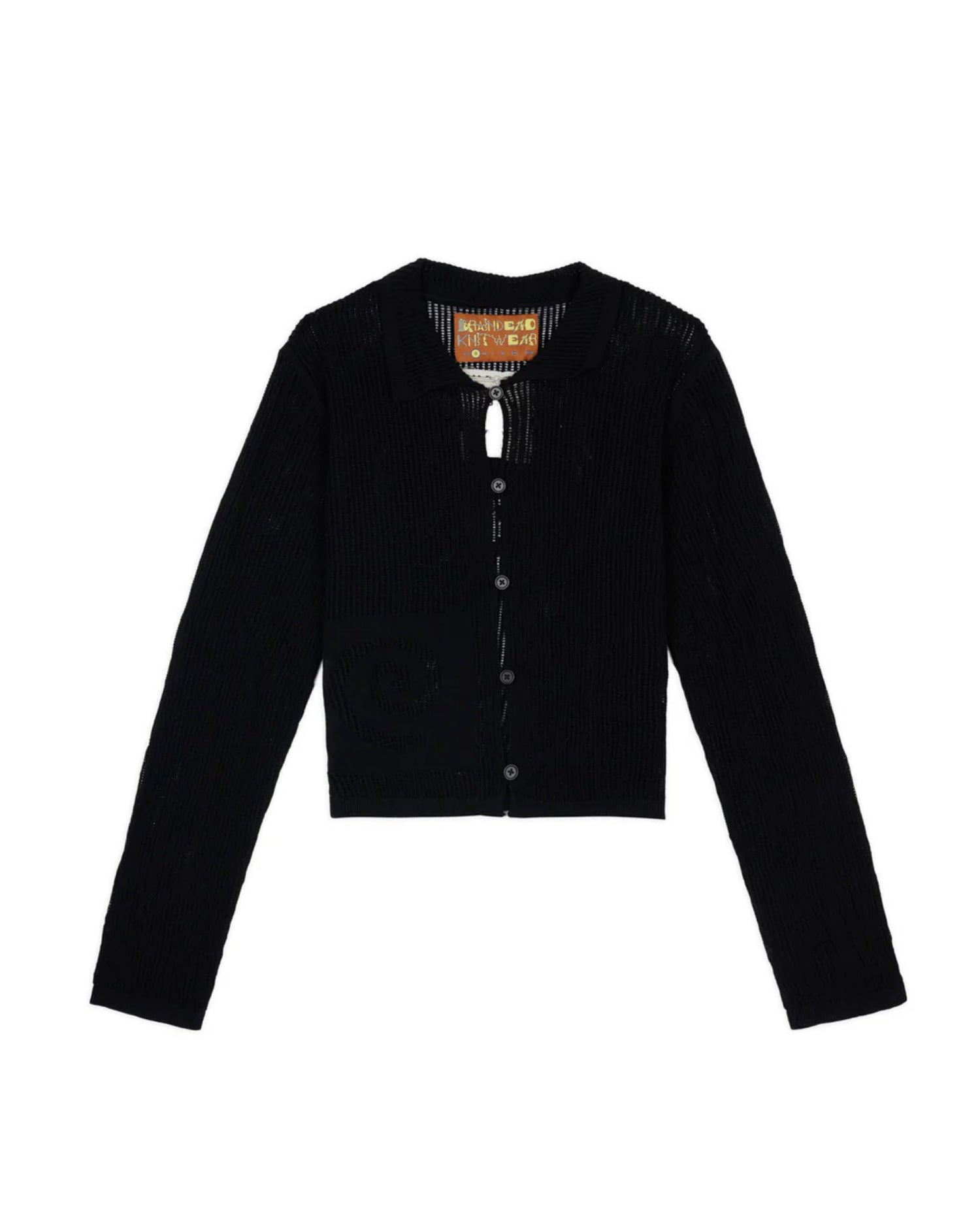 MESH KNIT SPIRAL CARDIGAN - BLACK 1
