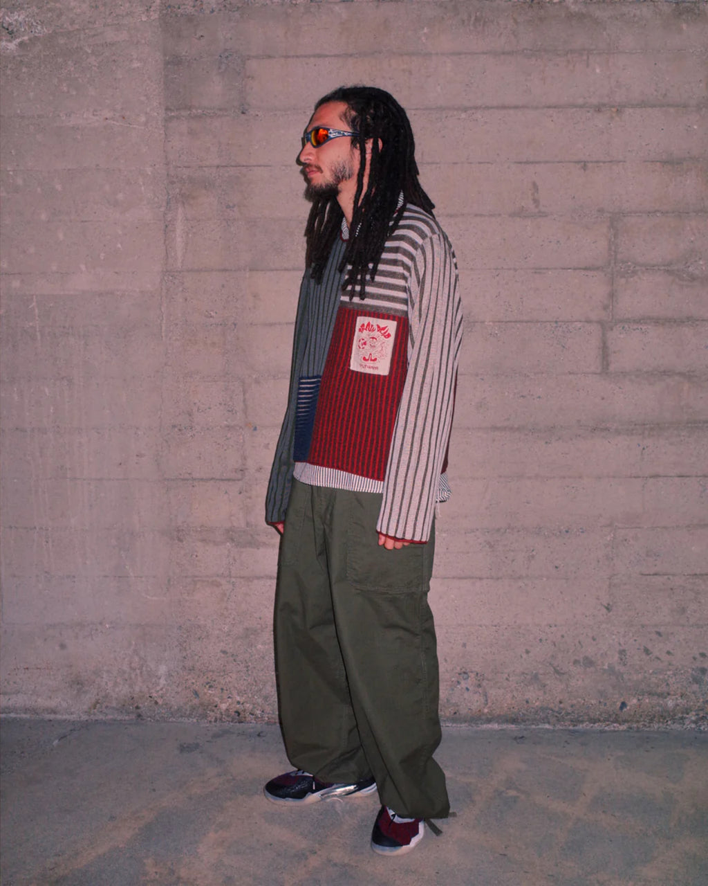 MIXED STRIPE BOXY KNIT SWEATER - GREEN MULTI 2