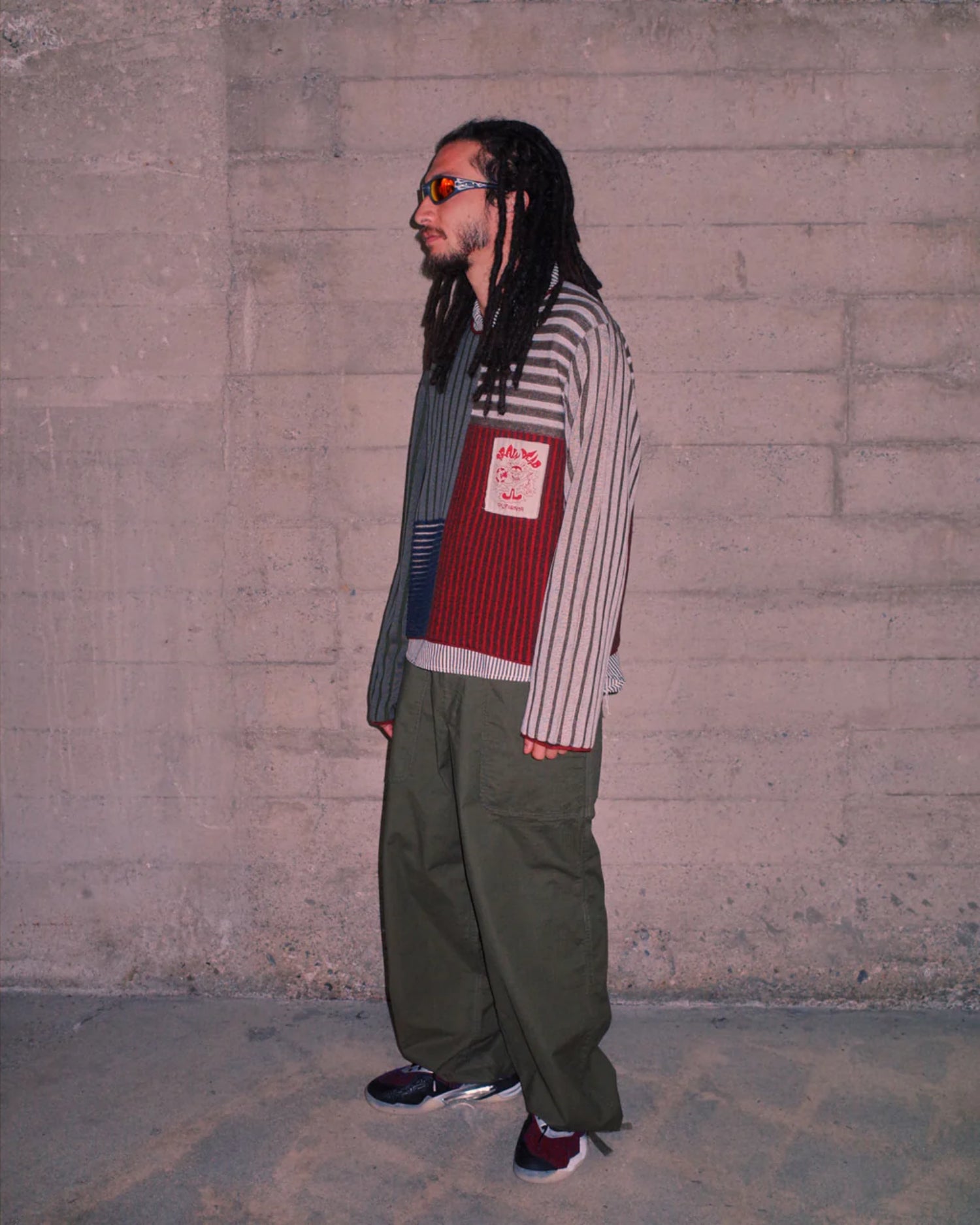 MIXED STRIPE BOXY KNIT SWEATER - GREEN MULTI 2