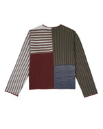 MIXED STRIPE BOXY KNIT SWEATER - GREEN MULTI 6