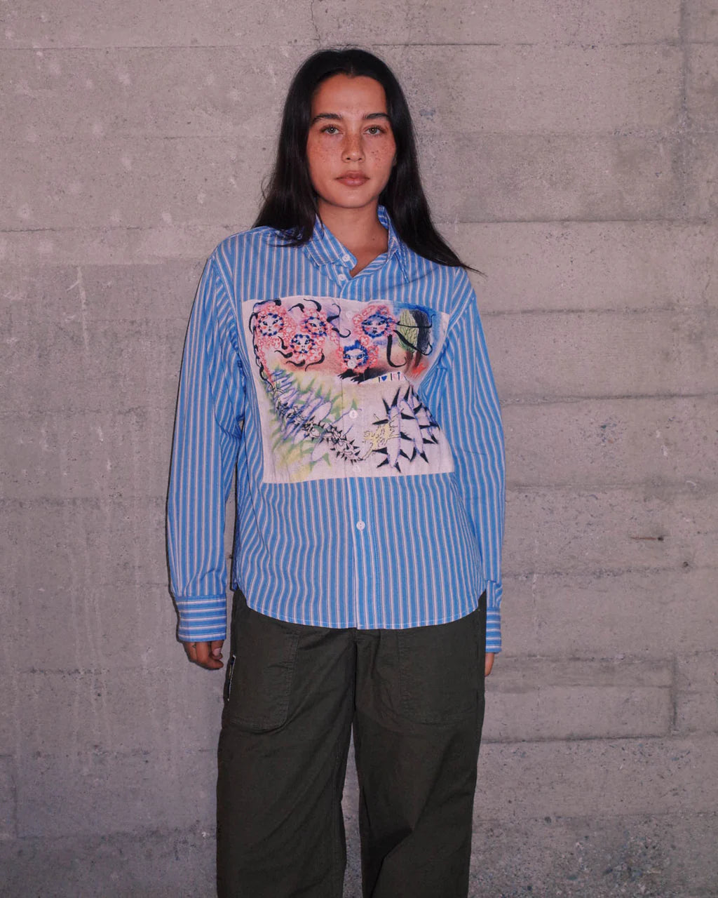 OMER STRIPED OXFORD BUTTON UP SHIRT - BLUE 2