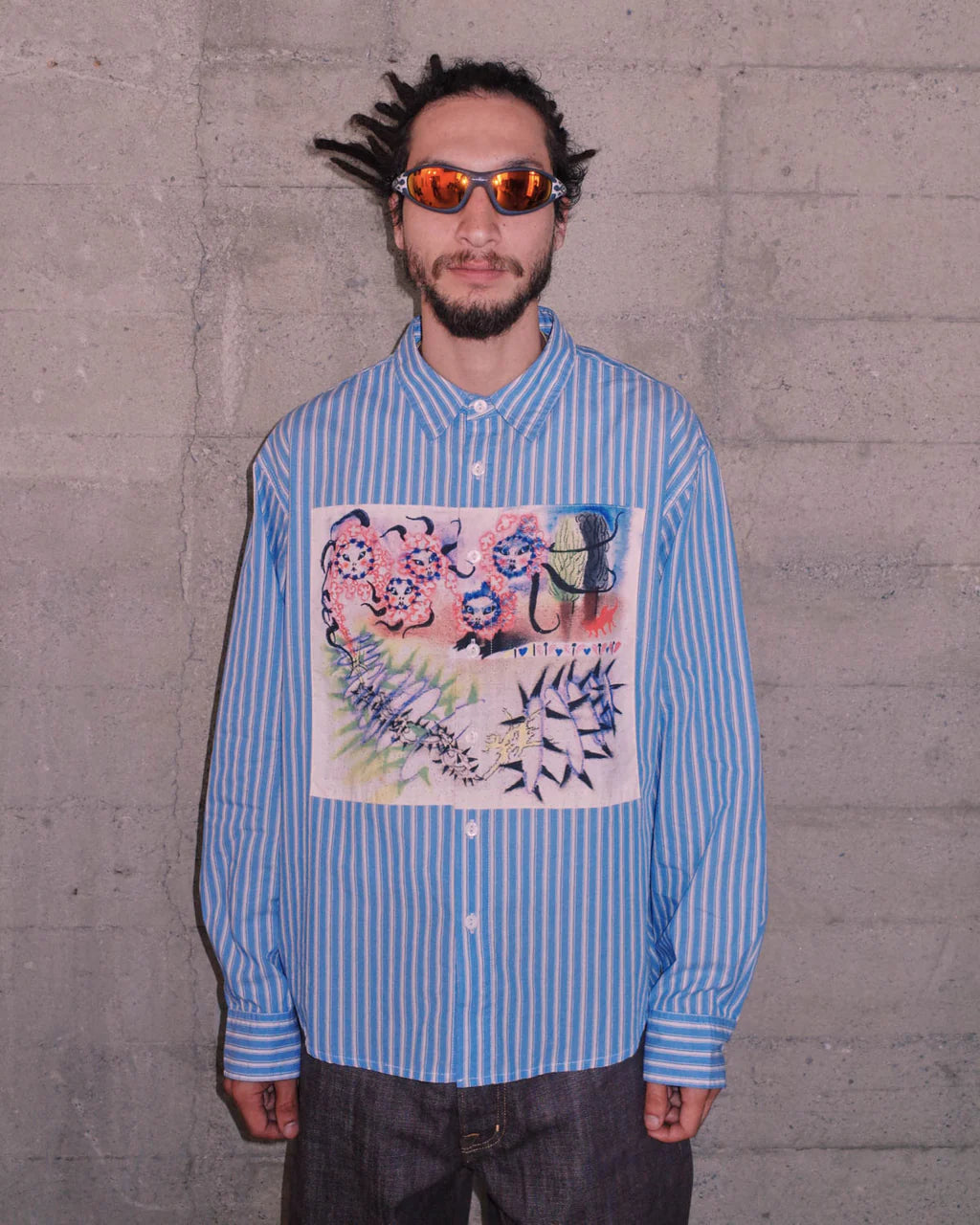 OMER STRIPED OXFORD BUTTON UP SHIRT - BLUE 3