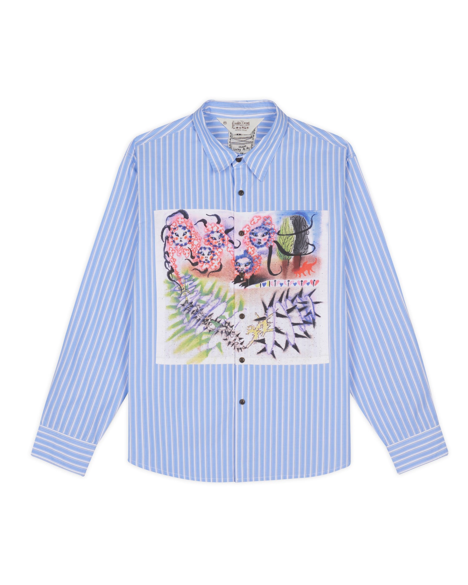 OMER STRIPED OXFORD BUTTON UP SHIRT - BLUE 1