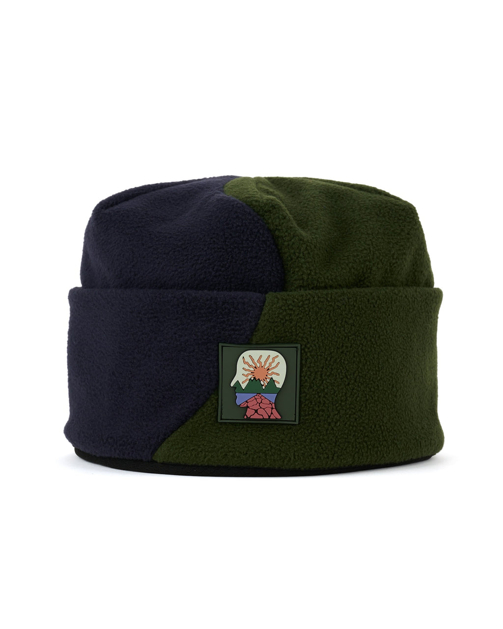 ORGANIC PANEL POLAR FLEECE BEANIE - NAVY / OLIVE