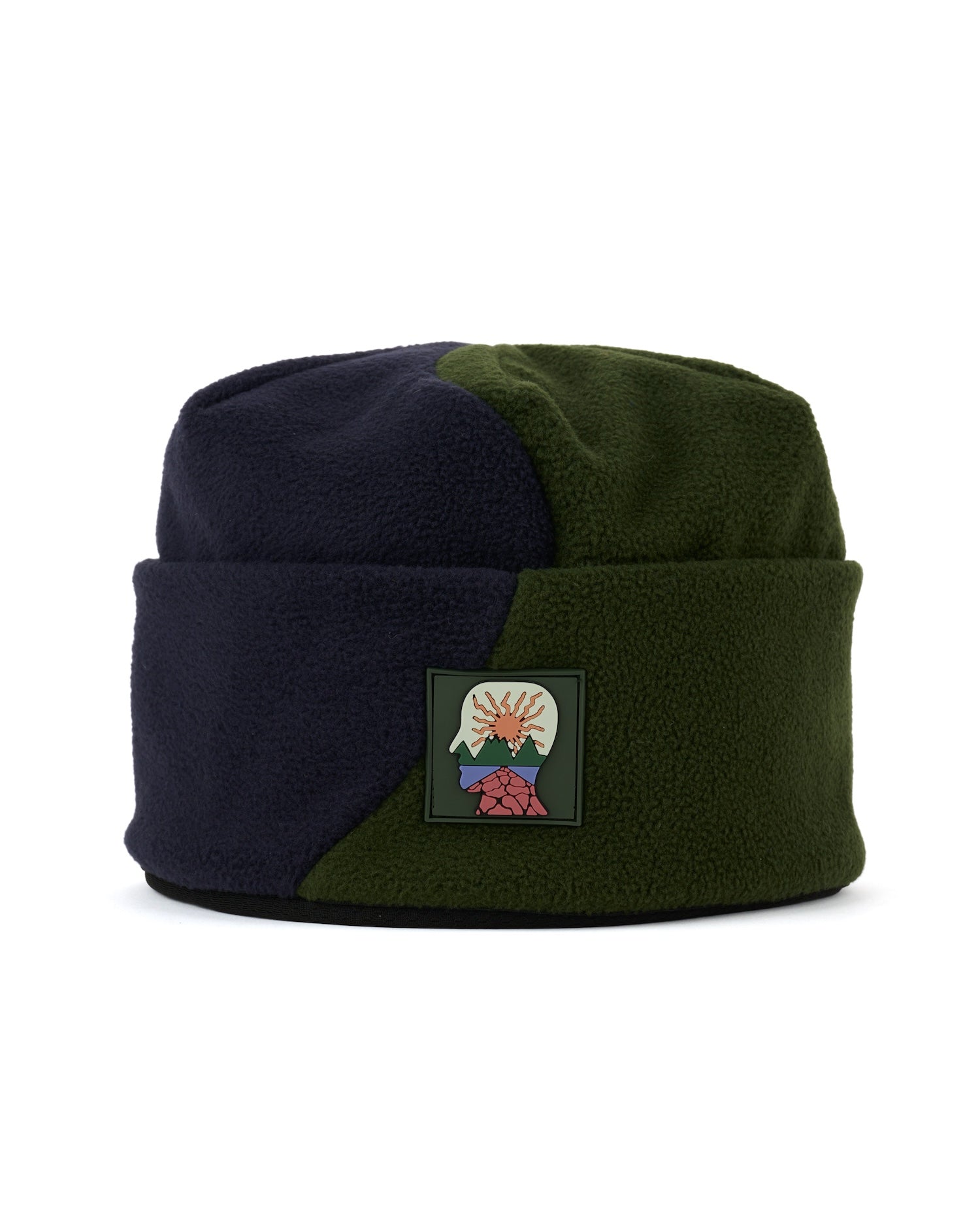 ORGANIC PANEL POLAR FLEECE BEANIE - NAVY / OLIVE 1