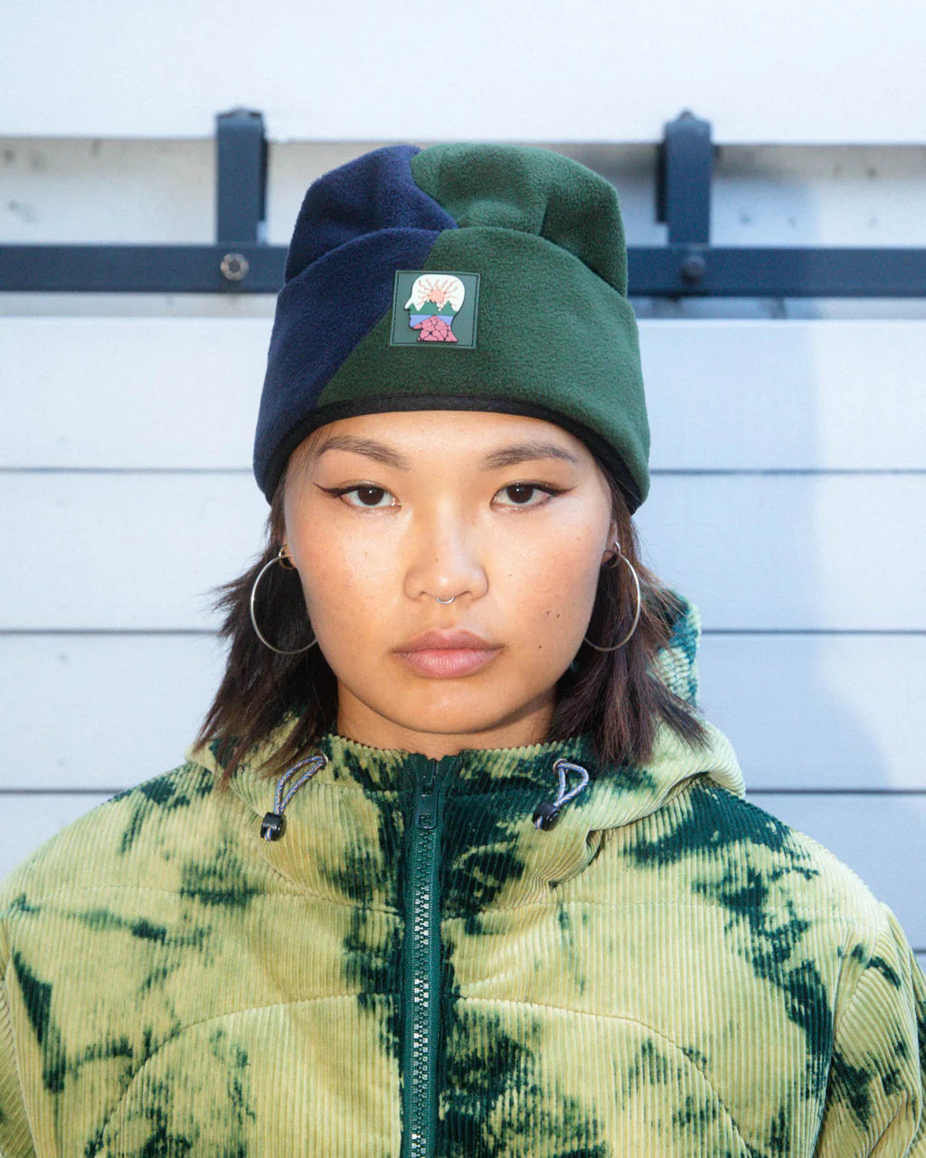 ORGANIC PANEL POLAR FLEECE BEANIE - NAVY / OLIVE 3