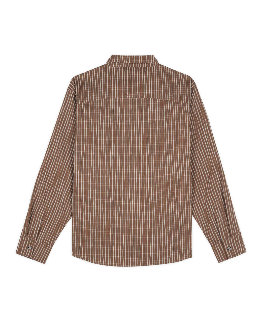 ORGANIC PLACKET BUTTON UP SHIRT - BROWN 4