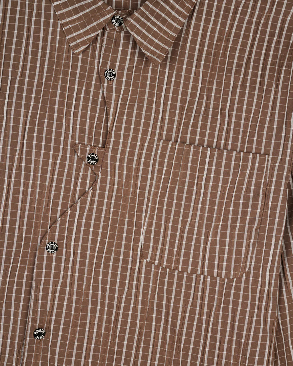 ORGANIC PLACKET BUTTON UP SHIRT - BROWN 5