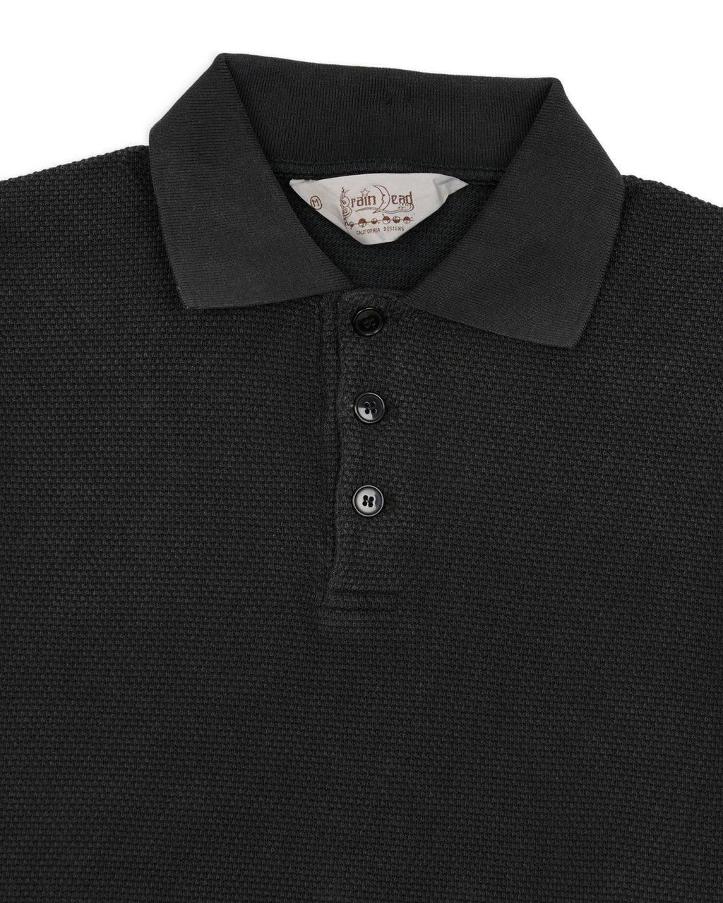 PIQUE THERMAL POLO SHIRT - WASHED BLACK 2