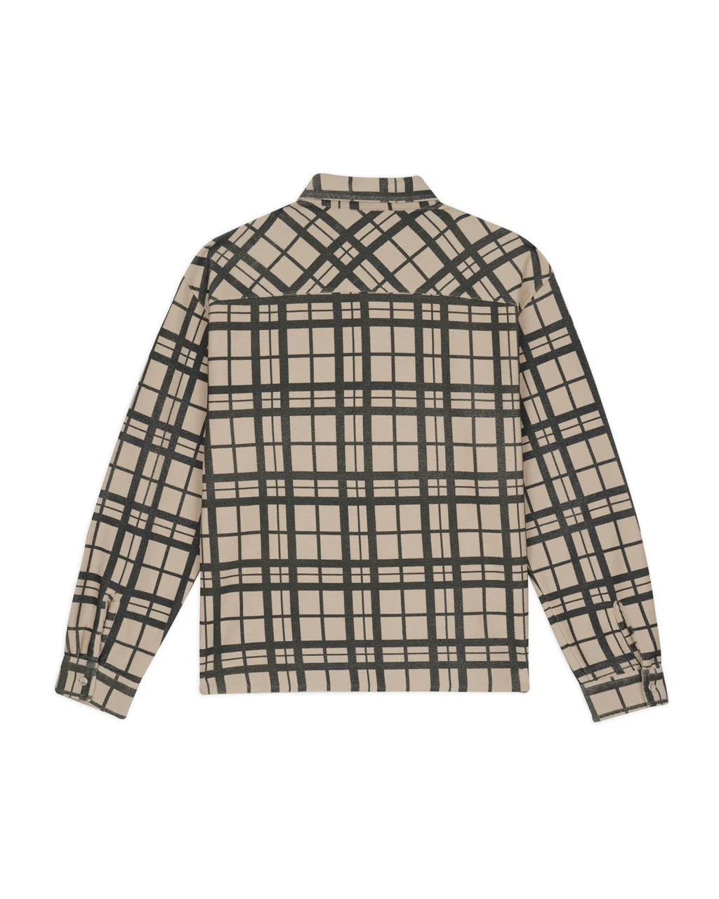 PLAID FRENCH TERRY BUTTON UP - SAND 6