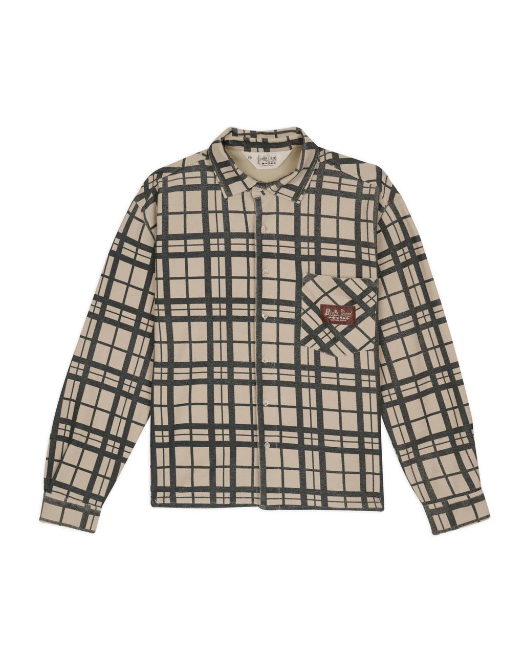 PLAID FRENCH TERRY BUTTON UP - SAND 1