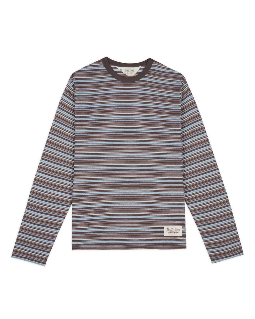 ROMY MULTI STRIPE LONG SLEEVE T-SHIRT - BROWN