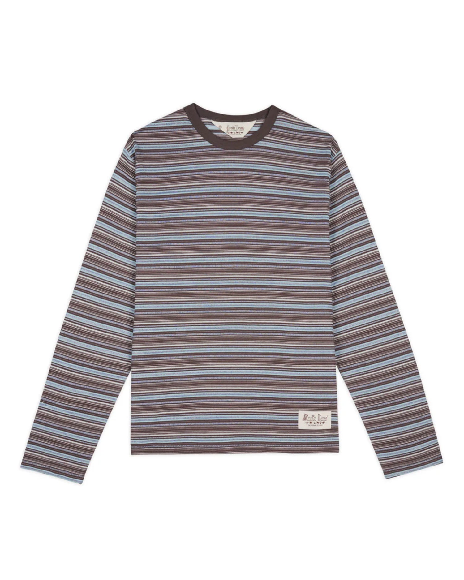 ROMY MULTI STRIPE LONG SLEEVE T-SHIRT - BROWN 1