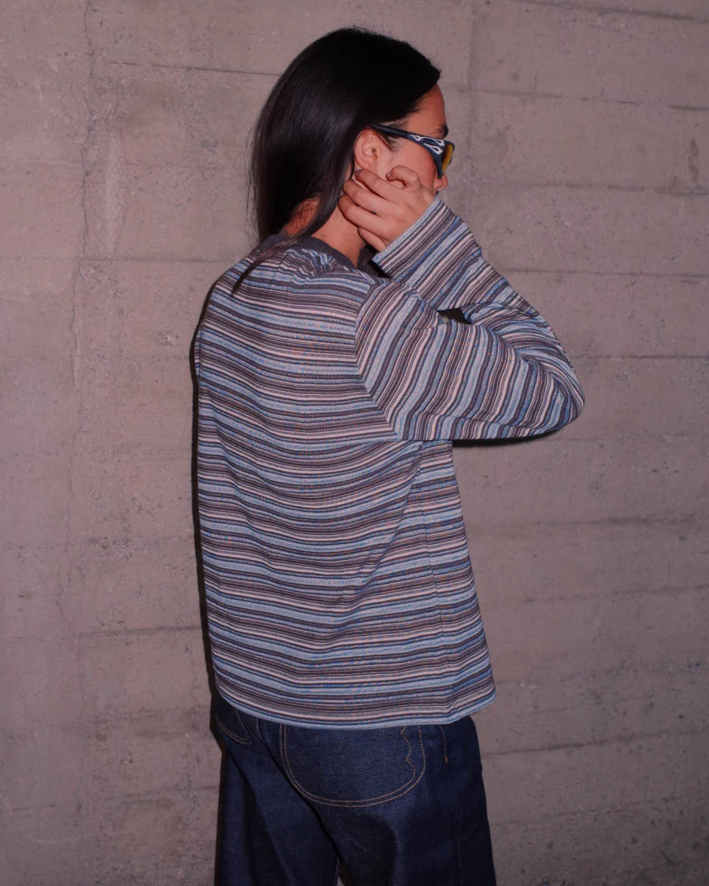 ROMY MULTI STRIPE LONG SLEEVE T-SHIRT - BROWN 3